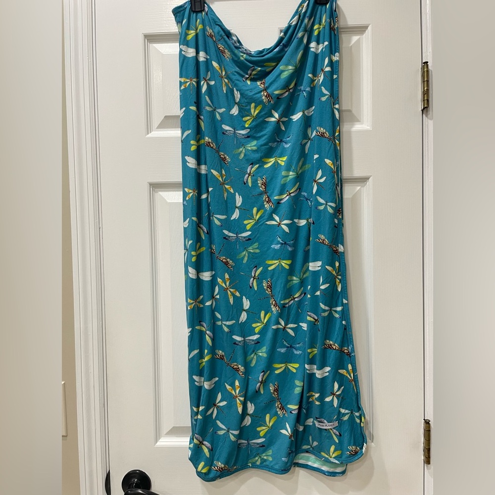 Posh Peanut Teal Dragonfly Print Bamboo Baby Footie and swaddle 0-3 months - Picture 5 of 9